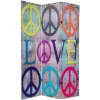 6' Tall Double Sided Multi Color Peace And Love Room Divider - Oriental Furniture