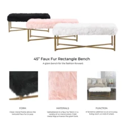 Faux Fur Rectangle Bench White - HomePop -Baxton Studio Sale Shop GUEST 7daf0164 ce5e 4466 a2a1 b8a6b9eb7f8b