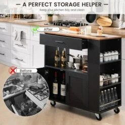 Costway Kitchen Island Cart Rolling Storage Cabinet W/ Drawer & Spice Rack Shelf -Baxton Studio Sale Shop GUEST 7dc8cfd9 4524 4b5c b5eb 12eaf200e5d1