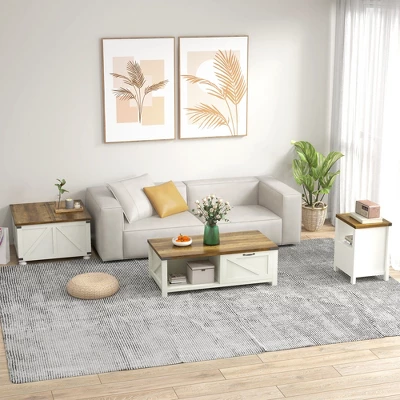 HOMCOM Farmhouse Coffee Table With Storage, Large Square Coffee Table For Living Room Furniture, Wooden Center Table With Flip-Top Lid 5 HOMCOM Farmhouse Coffee Table With Storage, Large Square Coffee Table For Living Room Furniture, Wooden Center Table With Flip-Top Lid - Image 5