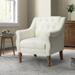 Charlie Wooden Upholstery Livingroom Armchair With Button-tufted | ARTFUL LIVING DESIGN -Baxton Studio Sale Shop GUEST 7dda9fc7 28c0 4b5b 8c33 80436e0de4c8
