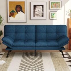 Dyonery 71" Futon Sofa Bed,Cozy Convertible Loveseat Sleeper, Linen Fabric Couch With Adjustable Back & Arms For Living Room, Guest Room - Light Gray -Baxton Studio Sale Shop GUEST 7de29a0b 73b5 4560 bc66 d24675620114