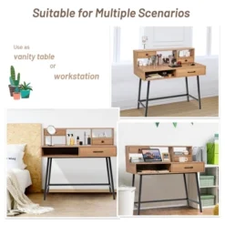 Costway Makeup Vanity Table Computer Writing Desk Storage With Drawer Shelf Industrial -Baxton Studio Sale Shop GUEST 7e23366e 04cd 4b85 b2a7 1ffb51f6ad1d