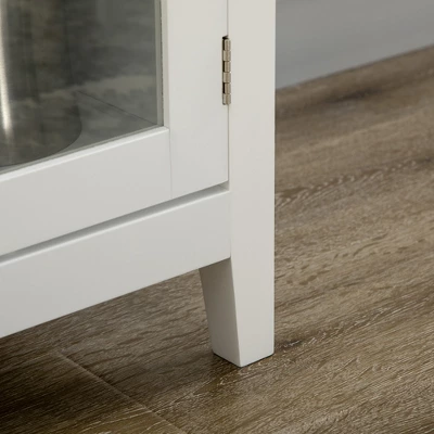 HOMCOM Glass Door Kitchen Sideboard, Buffet Cabinet With 6-Bottle Wine Rack And Stemware Racks, Coffee Bar For Living Room, Dining Room, White 5 HOMCOM Glass Door Kitchen Sideboard, Buffet Cabinet With 6-Bottle Wine Rack And Stemware Racks, Coffee Bar For Living Room, Dining Room, White - Image 5