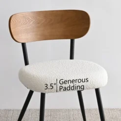 Dining Chairs Set Of 4, Armless Side Chairs With Black Metal Legs, Cream Boucle Seats And Curved Backrest For Dining Room-Maison Boucle -Baxton Studio Sale Shop GUEST 7e3cc066 924a 41d2 b68e b48644a3375a