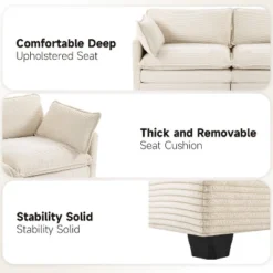 Hyleory 78'' Upholstered Corduroy Reception Loveseat -Baxton Studio Sale Shop GUEST 7e85a4ec fd19 46df 869c f38bfec34800