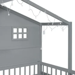 Twin Size House Bed With Shelves, Platform Bed With Window And Sparkling Light Strip On The Roof 4W - ModernLuxe -Baxton Studio Sale Shop GUEST 7e90950c 3e3a 4171 94cf ce0ab24962be