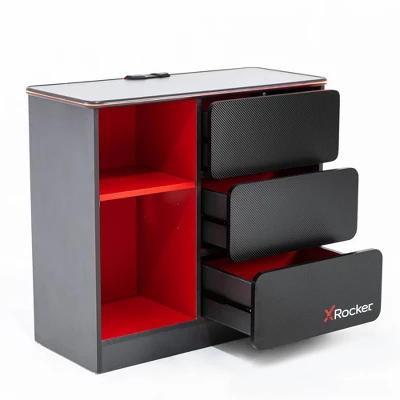 Carbon-Tek Gaming Storage Unit With LED Gray/Red - X Rocker 2 Carbon-Tek Gaming Storage Unit With LED Gray/Red - X Rocker - Image 2