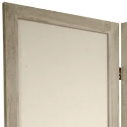 5 1/2 Ft. Tall Open Lattice Fabric Room Divider - Burnt White (4 Panels)