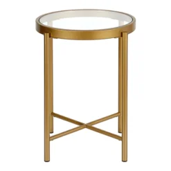 Round Metal Brass Finish Side Table - Henn&Hart