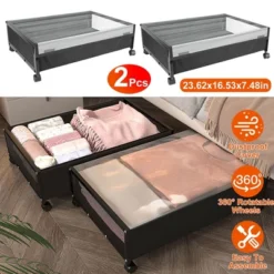 NewHome 2Pcs Under Bed Storage Containers With 360° Rotatable Wheels, Dustproof Cover & Clear Window BLACK -Baxton Studio Sale Shop GUEST 7f88da7b f43d 419c b17a 6d7608a5f9d4