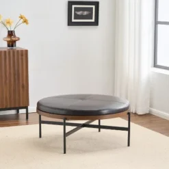 Christopher Knight Home Crestholm Modern Upholstered Round Ottoman With Iron Leg -Baxton Studio Sale Shop GUEST 8006d335 63b2 4f5a 9dc5 5edc14601cd2