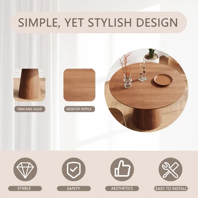 43.31" Round Dining Table, Modern Pedestal Dining Table, Leisure End Table For Living Room Dining Room Cafe Kitchen Small Space 7 43.31" Round Dining Table, Modern Pedestal Dining Table, Leisure End Table For Living Room Dining Room Cafe Kitchen Small Space - Image 7