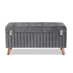Hanley Velvet Fabric Upholstered And Wood Storage Ottoman - Baxton Studio -Baxton Studio Sale Shop GUEST 80eb3eb0 d464 41b4 a1ee ebfdfa53d262