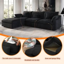 Cloud Couch Modular Sectional Sofa,119.29" U Shaped Couch, Oversized Down Filled Convertible Wide Seater,3 Seater With 2 Ottomans For Living Room Set 17 Cloud Couch Modular Sectional Sofa,119.29" U Shaped Couch, Oversized Down Filled Convertible Wide Seater,3 Seater With 2 Ottomans For Living Room Set -Baxton Studio Sale Shop GUEST 80f23973 276a 4e54 aca5 6a0e10422ca4