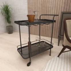 Contemporary Metal Bar Cart Black - Olivia & May -Baxton Studio Sale Shop GUEST 81265517 da5e 4a01 9962 7d970ab53440