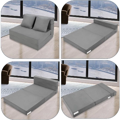 Olding Sofa Bed, Foldable Couch Bed With Pillow, Convertible Sleeper Chair Mattress, Futon Floor Couch With Memory Foam Washable Cover, Gray 9 Olding Sofa Bed, Foldable Couch Bed With Pillow, Convertible Sleeper Chair Mattress, Futon Floor Couch With Memory Foam Washable Cover, Gray - Image 9