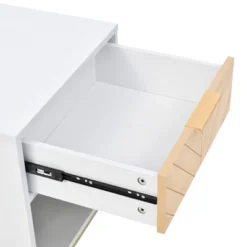 Nightstand With USB Charging Ports, End Table With 1 Drawer And Metal Legs, White+Natural Finish-ModernLuxe 13 Nightstand With USB Charging Ports, End Table With 1 Drawer And Metal Legs, White+Natural Finish-ModernLuxe -Baxton Studio Sale Shop GUEST 8176a0dd b541 41f9 a391 01b10ffd9522