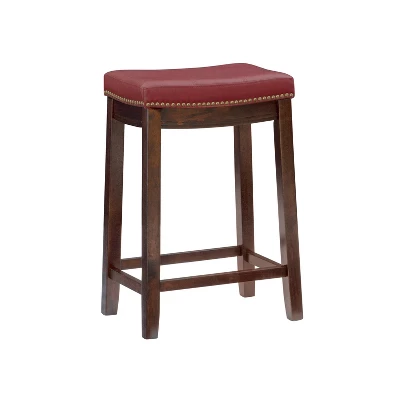 Claridge Leather Saddle Counter Height Barstool - Linon 11 Claridge Leather Saddle Counter Height Barstool - Linon - Image 11