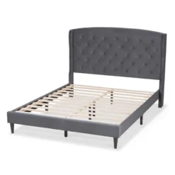 Joanna Velvet Fabric Upholstered And Wood Platform Bed - Baxton Studio -Baxton Studio Sale Shop GUEST 8247d019 a2c1 4e70 9bc1 3a90d683ff1b