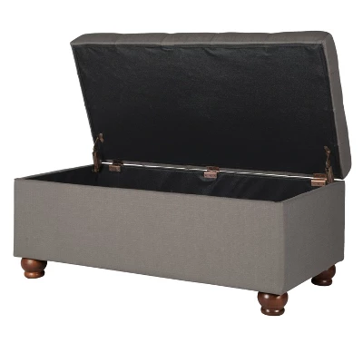 Large Tufted Storage Bench Textured Gray - HomePop: Upholstered Bedroom Ottoman With Lid 7 Large Tufted Storage Bench Textured Gray - HomePop: Upholstered Bedroom Ottoman With Lid - Image 7