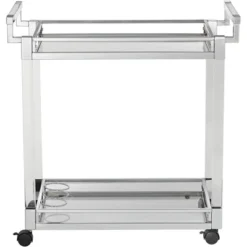 Studio 55D Rossi 32 3/4" Wide Clear Acrylic And Chrome Rolling Serving Bar Cart -Baxton Studio Sale Shop GUEST 82501817 180d 48e6 a113 47dad5dc21f9
