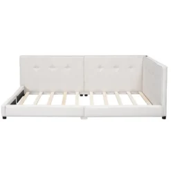 Queen/Full Size Platform Bed Frame, Upholstered Floor Bed Daybed With USB Ports -ModernLuxe -Baxton Studio Sale Shop GUEST 825d09ba a557 484b 8b00 e5ec146db568
