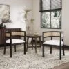 Christopher Knight Home Allen 3 Pieces Mid-Century Modern Wood And Cane Seating Set