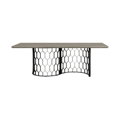Rectangular Solange Concrete/Metal Dining Table Gray - Armen Living 2 Rectangular Solange Concrete/Metal Dining Table Gray - Armen Living - Image 2