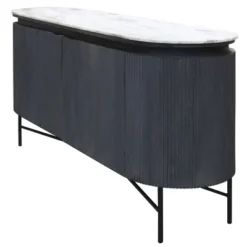 Granite Top And Metal Legs Racetrack Sideboard Cabinet White/Charcoal - StyleCraft
