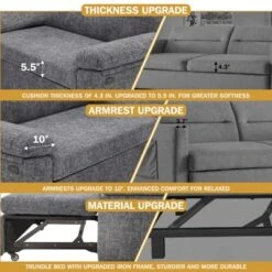 Vipbear Pull Out Sleeper Sofa & Adjustable Backrest 3-in-1 Convertible Sofa Bed,Chenile Loveseat With Side Pocket For Living Room Tool-Free Assembly -Baxton Studio Sale Shop GUEST 82f838bd e055 47c4 9aec 6728aefe4462