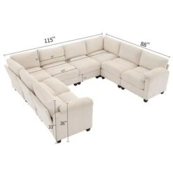 Hyleory 115" Corduroy Oversized Modular Sectional Sofa, U Shaped Couch, Large 8 Seater Corner Sofa For Living Room, Office, Spacious Space -Baxton Studio Sale Shop GUEST 8361f1ce dc48 4edf 9480 9d547e7faf4f
