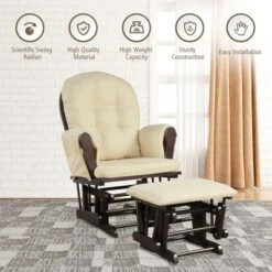 Costway Baby Nursery Relax Rocker Rocking Chair Glider & Ottoman Set W/ Cushion -Baxton Studio Sale Shop GUEST 83741293 9606 4d47 8156 e8a5534c44ff