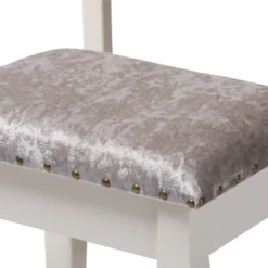 2pc Veronique White Finished Wood Vanity Table With Mirror And Ottoman White - Baxton Studio -Baxton Studio Sale Shop GUEST 83878cd8 7647 4b44 bb7a 32cc1051658f