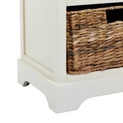 Farmhouse Wood And Wicker Basket Side Table White - Olivia & May -Baxton Studio Sale Shop GUEST 8388c4c1 1d31 4c34 bbac 5f827cf06573