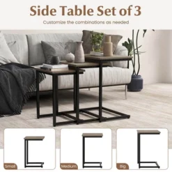 Tangkula 3 Pcs Nesting Coffee End Table Set Stacking Side Nightstand Living Room -Baxton Studio Sale Shop GUEST 83e4a677 8a6b 4f06 909b 39be06eef001