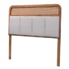 Baxton Studio King Esti Fabric And Wood Headboard With Rattan Light Gray/Ash Walnut: Mid-Century Design, 5 Adjustable Heights
