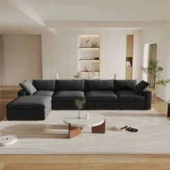 Cloud Modular Sectional Sofa Couch,160.6" L Shaped Convertible Couches With Storage Ottoman For Living Room,Sofa Covers Washable&Replaceable -Baxton Studio Sale Shop GUEST 8436a453 e35e 447e 9e71 cbbdd72c854a