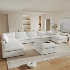 WJShome Cloud Couch Modular Sectional Sofa,196" U-Shaped Sectional Sofa With Storage Ottomans,Convertible 9 Seater Linen Living Room Sets -Baxton Studio Sale Shop GUEST 845738e4 47d6 4f54 b742 3bf816fc754e