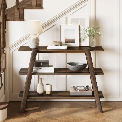 Tribesigns 41.3"Entryway Table Console Tables, 3-Tier Narrow Long With Open Storage Shelves For Living Room, Foyer,Entrance,Hallway,Rustic Brown 2 Tribesigns 41.3"Entryway Table Console Tables, 3-Tier Narrow Long With Open Storage Shelves For Living Room, Foyer,Entrance,Hallway,Rustic Brown - Image 2