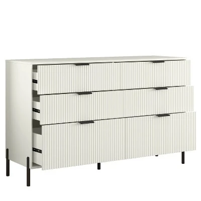 Festivo 3pc Modern Elegance 3 Drawer Nightstands And 6 Drawer Dresser Set Off-White 5 Festivo 3pc Modern Elegance 3 Drawer Nightstands And 6 Drawer Dresser Set Off-White - Image 5