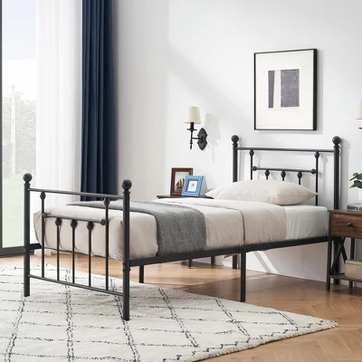 VECELO Twin/Full/Queen Metal Platform Bed Frame With Headboard And Footboard, Industrial Bed Frame, No Box Spring Needed, Storage Space 7 VECELO Twin/Full/Queen Metal Platform Bed Frame With Headboard And Footboard, Industrial Bed Frame, No Box Spring Needed, Storage Space - Image 7