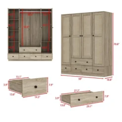 FUFU&GAGA Yellow Wooden Wardrobe Closet Freestanding Armoire -Baxton Studio Sale Shop GUEST 857c7c76 e63c 413f b40c f4dbf9454a64