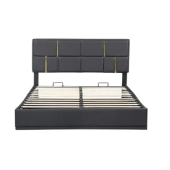 2-Pieces Bedroom Sets,Queen Size Upholstered Platform Bed With Hydraulic Storage System,Storage Ottoman With Metal Legs -Baxton Studio Sale Shop GUEST 85ca1e79 282f 4bf8 a254 81f60f990b86