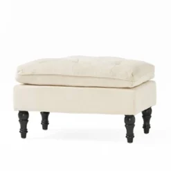 Jeremy Tufted Ottoman Crème Velvet - Christopher Knight Home: Upholstered Footrest, Hardwood Frame, 200lb Capacity -Baxton Studio Sale Shop GUEST 85df4684 9864 4adc 8716 cff7177ba157