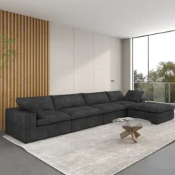 Cloud Modular Sectional Sofa Couch,160.6" L Shaped Convertible Couches With Storage Ottoman For Living Room,Sofa Covers Washable&Replaceable -Baxton Studio Sale Shop GUEST 85f05281 ca46 44a2 85ef d3e005244d83