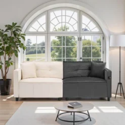 Buenhomino Modern Velvet Loveseat Couch For Small Spaces, Mid Century Modern Sofa Couch With Solid Wood Legs For Bedroom,Living Room, Apartment -Baxton Studio Sale Shop GUEST 85f2b2f0 9219 4ff1 bbf8 200d532c7fa6