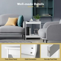 Tangkula Set Of 2 Accent End Table 2-Tier Sofa Side Table Nightstand W/ X-Shaped Frame White -Baxton Studio Sale Shop GUEST 8608a4ea 1b1e 4f2c bb5b a8a5734d34de