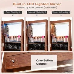 Tangkula 64" Jewelry Organizer Lockable Jewelry Cabinet Armoire W/ Mirror & LED Lights -Baxton Studio Sale Shop GUEST 8616a95b 1197 45b1 80f0 358adabbb782