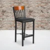 Flash Furniture Vertical Back Metal And Wood Restaurant Barstool With Vinyl Seat
